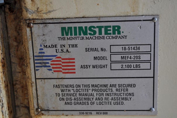 20" x .187" Minster #MEF4-20, servo feeder, pilot release, pendant jog - Image 10
