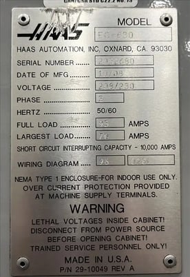 Haas #EC-630, 4-Axis, 40" X, 33" Y, 35" Z, (2) 24.8"x24.8"pallets,Cat 50,50 automatic tool changer, 30 - Image 10