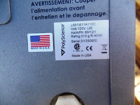 PolyScience #LS51M11A110C, Benchtop Chiller, 14.8 liters/min., 4-104 F, 9 psi, 1/2 HP, 120 VAC - Image 5