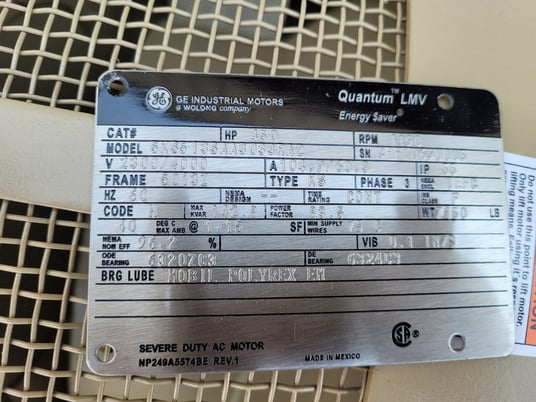 450 HP 1200 RPM General Electric, Frame 5012Z, TEFC, BB, new, 2300/4160 Volts - Image 2