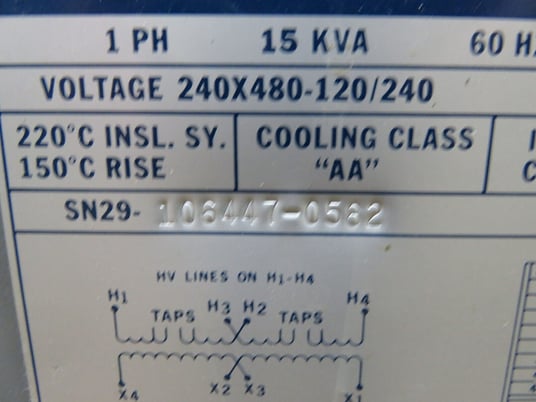 15 KVA 240x480 Primary, 120/240 Secondary, Sylvaina transformer, 1 yr warranty - Image 4