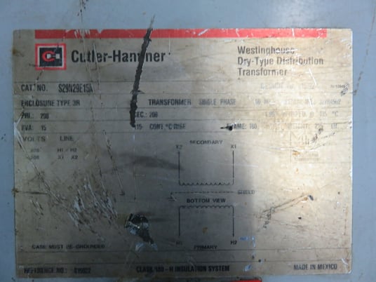 15 KVA 208 Primary, 208 Secondary, Westinghouse transformer, 3R, 1 yr warranty - Image 3