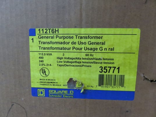 112.5 KVA 480 Primary, 240 Secondary, Square D transformer, class AA, 1 yr warranty - Image 10