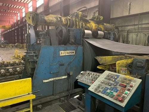 65000 lb. Royalton, cone uncoiler, 72", includes hold down rolls mounted on each side of cones - Image 1