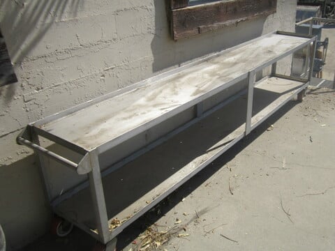 Stainless Steel Cart, Other 2-Shelves, 16" width x 108" L, on casters - Image 3