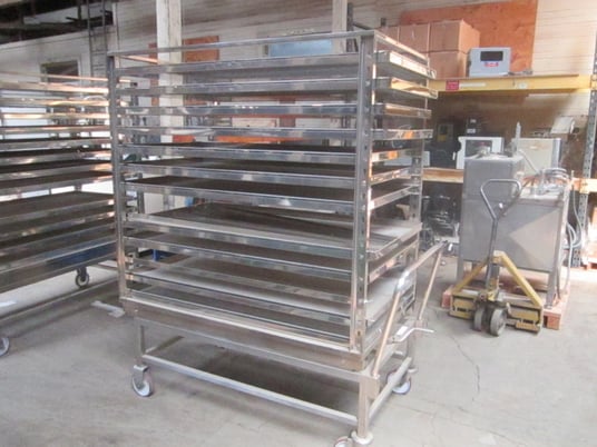 Heavy Duty Stainless Steel Mobile Cart, Other (12) 57" x 30" x 1-1/2" deep trays, (4) casters, qty. 2 - Image 1