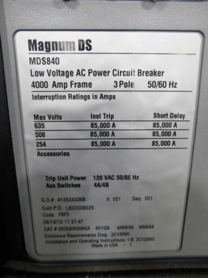 Eaton #Magnum-DS, low voltage outdoor 3R switchgear, 4000 amps, 277/480 Volts - Image 10