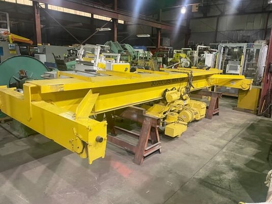 15 Ton, Wright bridge crane, underslung single girder, 20' bridge, 20' lift, radio & pendant Control - Image 2