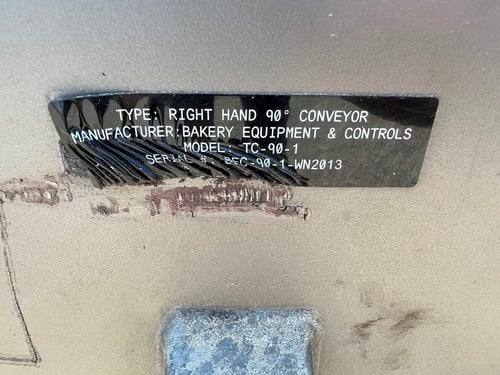 56" wide x 12' long, Bakery Equipment & Controls #TC-90-1, 90 Degree Right Turn Belt Conveyor, 36" H belt - Image 7