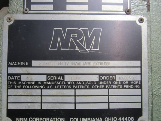 2.5" NRM #2-5-24, Extruder, single head, electrically heated, 2.5" diameter x 24" L plastic extruder, 40 HP - Image 7