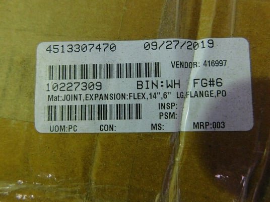 Unaflex Kadant, Rubber Expansion Joint Style 600, 14" Bore x 6" H 21" outside dimension, NEW (3 in lot) - Image 7