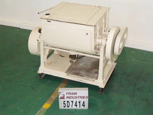 J H Day, 15 cu.ft. jacketed Carbon Steel double sigma blade mixer, hinged flip top cover, bottom discharge - Image 1