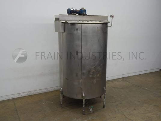 2000 gallon Ambesco, 304 Stainless Steel single wall mixing tank, 78" dia. x 110" straight wall, flip up - Image 1