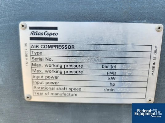 420 cfm, 125 psi, Atlas Copco #ZT75, Air Compressor, 100 HP, air cooled, 460 V., S/N AIF069431, built 2000 - Image 3