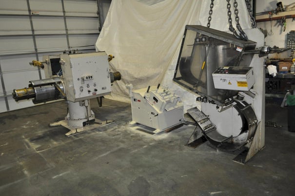 5500 lb. Matsumoto #LMU25-2:5 WMHSP, feedline, 7.87" x .031" stock, 55.11" OD, 18.5"-20.97" ID, hold down - Image 1