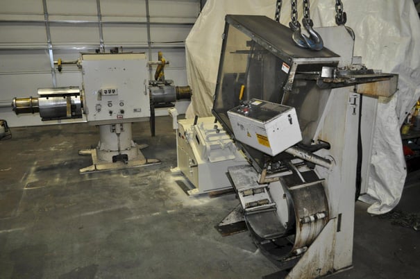 5500 lb. Matsumoto #LMU25-2:5 WMHSP, feedline, 7.87" x .031" stock, 55.11" OD, 18.5"-20.97" ID, hold down - Image 2