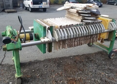 16" x 15" Enerpac, Plate & Frame Filter Press, 16" x 15", (28) Polypropylene Plates w/1/2" recess, 2" center - Image 1