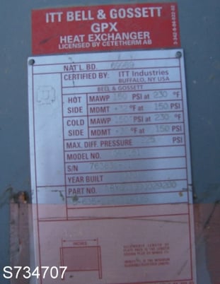 16 sq.ft., Bell & Gossett, GPX151, plate style heat exchanger, (8) 10" x 30" plates, 2" inlet/outlet, 150 psi - Image 3
