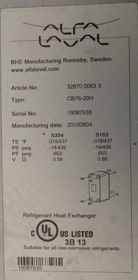 25 sq.ft., Alfa-Laval, CB76-2DH, braced plate heat exchanger, Stainless Steel, 2010 - Image 4