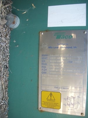 27 sq.ft., Alfa-Laval Taco-Alfa Laval, UTPX1511-M2, plate heat exchanger, (17) 9-3/4" x 29.5" S/S plates, 2" - Image 3