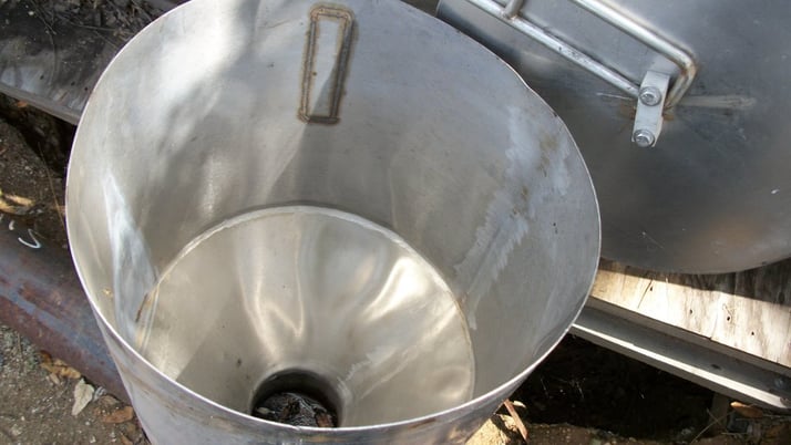 4 cu.ft. Hopper, Stainless Steel, 16" diameter x 15" straight side, 13" cone bottom, 5" diameter Discharge - Image 1