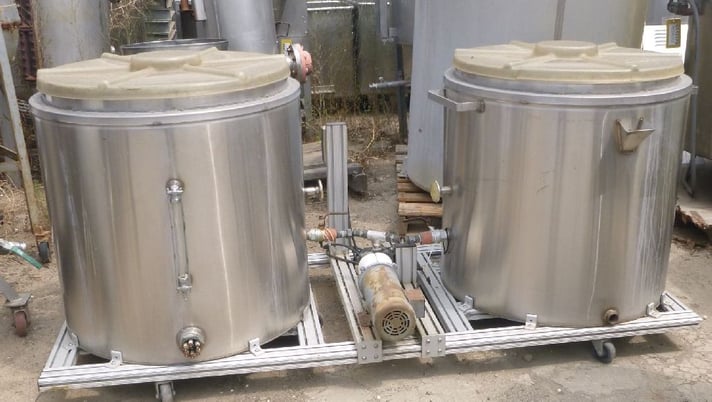 100 gallon Kettle, (2) 50 gallon kettle, Stainless Steel, jacketed tanks, 30" diameter x 22" tall, 2" - Image 2