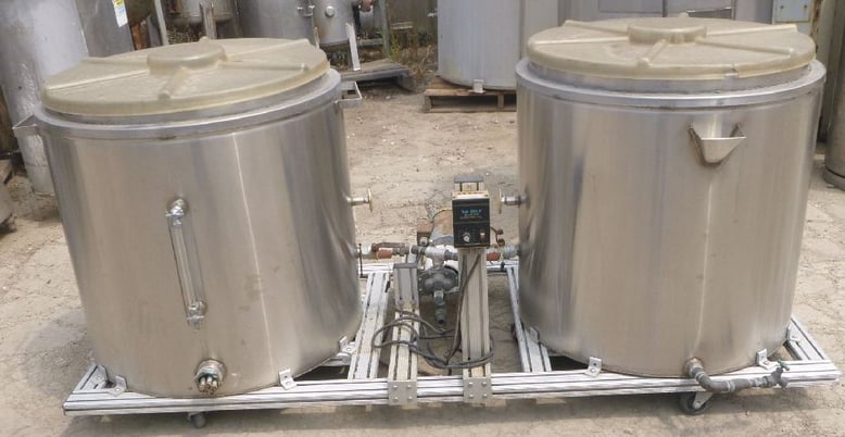100 gallon Kettle, (2) 50 gallon kettle, Stainless Steel, jacketed tanks, 30" diameter x 22" tall, 2" - Image 3