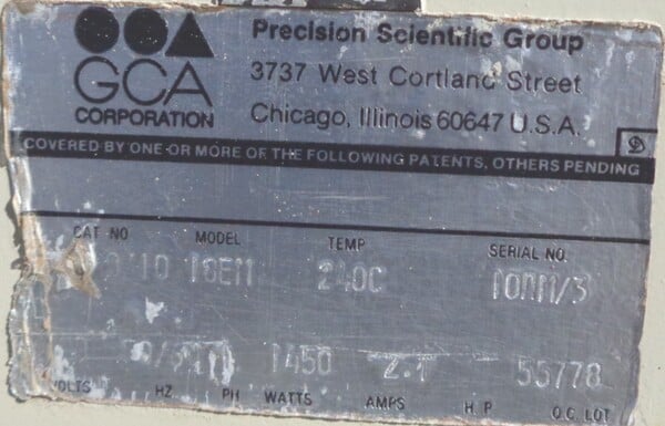 17" x 19" x 13" Precision Scientific #18EM, Convection Oven, 240-464 deg.C, 120 V, 1450 watts, 14.1 Amps - Image 9