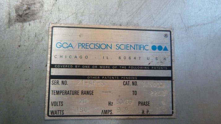 12" x 12" x 13" Precision #26, Convection Oven, 0-225 deg. C, 120 V, 9.9 Amps - Image 5