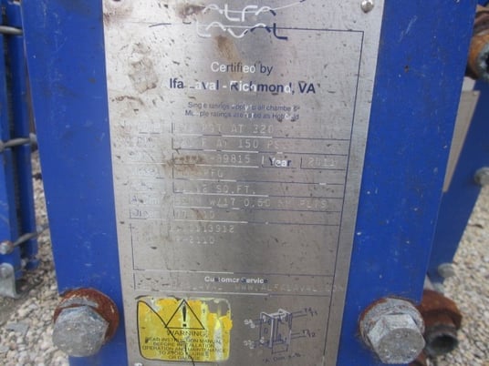 11 sq.ft., Alfa-Laval, TL3-PFG, plate heat exchanger, (17) plates, 150 psi, 300&deg;F - Image 2
