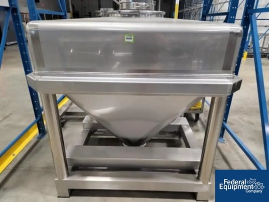 Tote Systems Tote, Stainless Steel, 1000 Liter, 52" x 44" x 10" straight side, 36" cone, 18" top opening with - Image 1