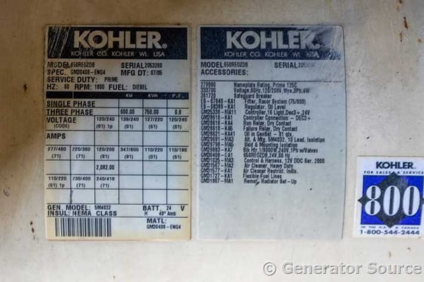600 KW Kohler #650REOZDB, generator, enclosure mounted on trailer, 277/480 Volts, 3035 hours, 2005, #090497 - Image 6
