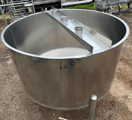 200 gallon Stainless Steel Cone-Bottom Tank, 48" diameter x 24" deep, 2" diameter Center bottom outlet, (2) - Image 1