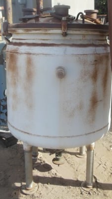 100 gallon DeDietrich, Glass-Lined Jacketed Tank, 30" diameter x 33" straight side, 25 psi/FV @ 650 F - Image 1