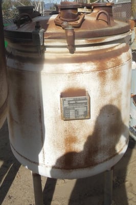 100 gallon DeDietrich, Glass-Lined Jacketed Tank, 30" diameter x 33" straight side, 25 psi/FV @ 650 F - Image 3