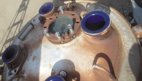 100 gallon DeDietrich, Glass-Lined Jacketed Tank, 30" diameter x 33" straight side, 25 psi/FV @ 650 F - Image 4