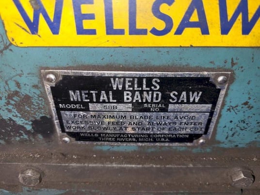 9.5" x 11" Wellsaw #58B, portable bandsaw, 1/2" x.025" x7' 9" blade, 76-141-268 SFPM, S/N 7885 - Image 4