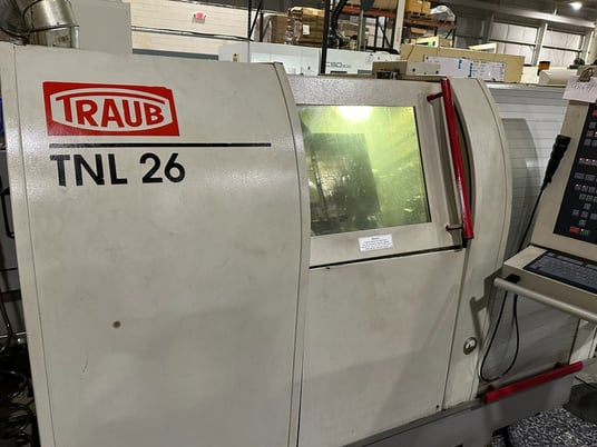 Traub #TNL26, CNC swiss type automatic screw, 1.023" hole, Fanuc TX 8i, 12' FMB Turbo 5-42 bar feeder, 2004 - Image 1