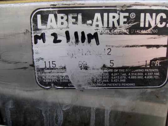 Label-Aire #2111M, Pressure Sensitive Spot Labeler, 3/4"-4" width x 3/4"-4" L capacity, 1 HP, 115 V - Image 5