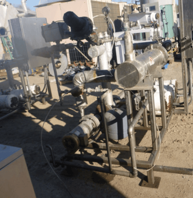 150 psig, Enerquip, Stainless Steel shell & tube heat exchanger, heat transfer pump skid, (4) pumps, 2012 - Image 1