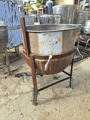 80 gallon, Greon, Stainless Steel kettle, jacketed, open top, dish bottom, 40 psi, 32" dia. x 29" deep - Image 2
