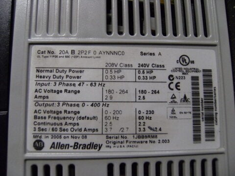 .5 HP Allen-Bradley, Powerflex 70, AC drive, 240 Volts (2 available) - Image 3