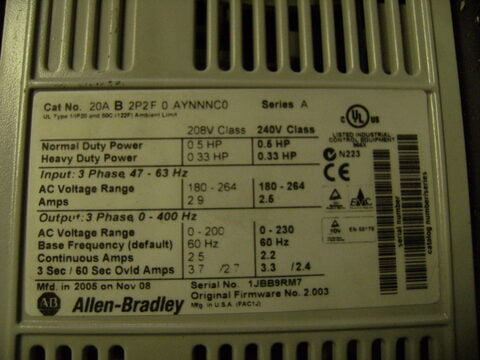 .5 HP Allen-Bradley, Powerflex 70, AC drive, 240 Volts (2 available) - Image 4