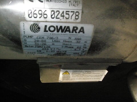 Lowara #CEM-706/3, Stanless Steel centrifugal pump, 1.4 HP, 2" inlet, 1.5" outlet - Image 2