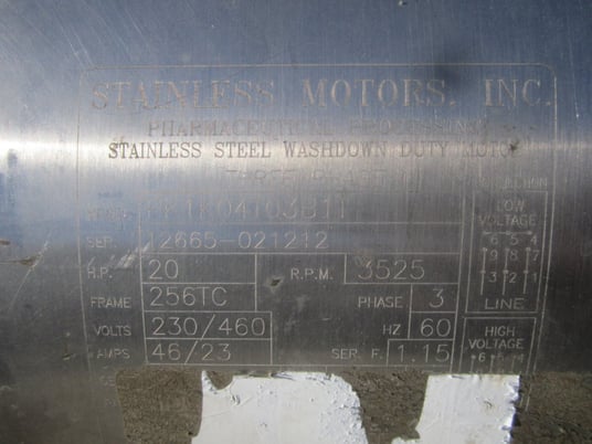 400 GPM, Fristam #FPX1742, Stainless Steel centrifugal pump, 20 HP, 2-1/2" inlet, 2" outlet - Image 5