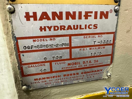 8 Ton, Hannifin #OGF-88-8-2-2-PB6B, C-frame hydraulic press, 12" stroke, 5" Shut Height, 10" throat7.5 HP - Image 9