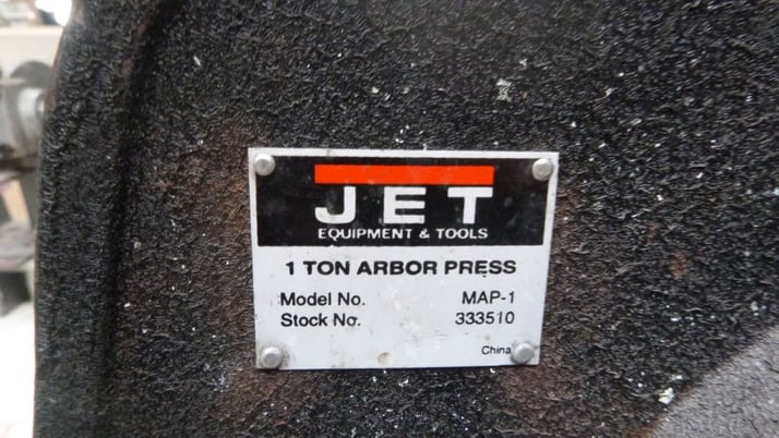 1 Ton, Jet #MAP-1, Arbor Press, Hand Bench, Heavy Duty, 1" ram, 7" diameter, 5" over table - Image 3