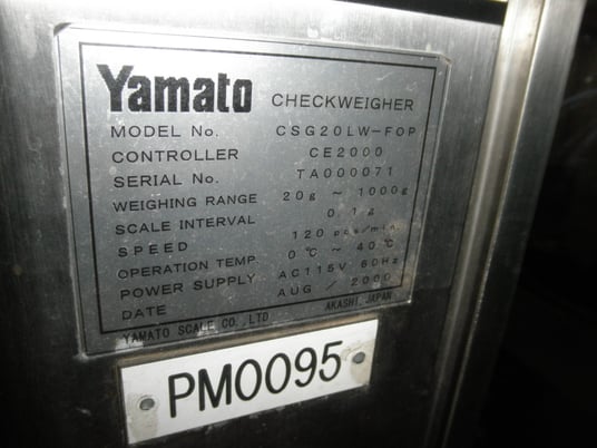Yamato #CSG20LW-FOP, Checkweigher, 9.5" width belt conveyor, 17" L weighing section - Image 6