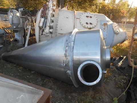 48" Cyclone Air Separator, 48" diameter x 24" straight side w/45-deg. cone bottom, 8" diameter Discharge, 6" - Image 1