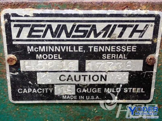 16 gauge x 4.4' Tennsmith #52H, hydraulic shear, electric foot pedal, 3 HP, 40 SPM - Image 3